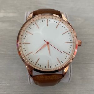 Rose Gold and Brown Leather Watch